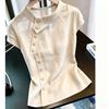 Fashion design sense niche temperament button-down shirt women's casual summer top