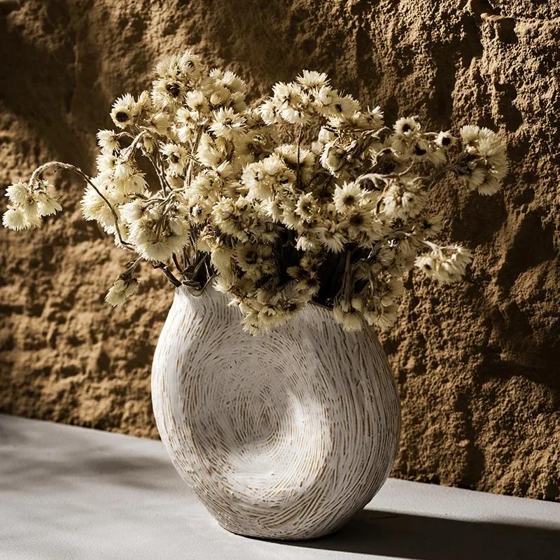 Керамическая ваза в стиле бохо, ретро-украшение для дома в стиле кантри, нерегулярные круглые сухоцветы, трава Puwei, украшение для гостиной
