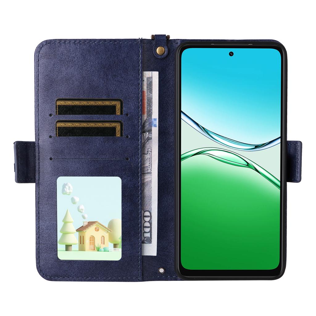 For Oppo A5x 5G/4G Leather Case Magnetic Closure Wallet Stand Phone Cover with Crossbody Strap