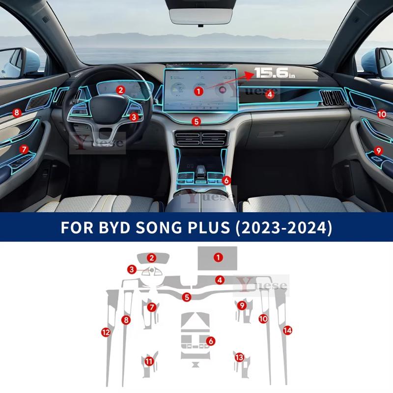 Для BYD Seal U Sealion 6 Song Plus DMI EV -2024 Автомобильный центральный экран навигации приборной панели TPU Защитная пленка для интерьера
