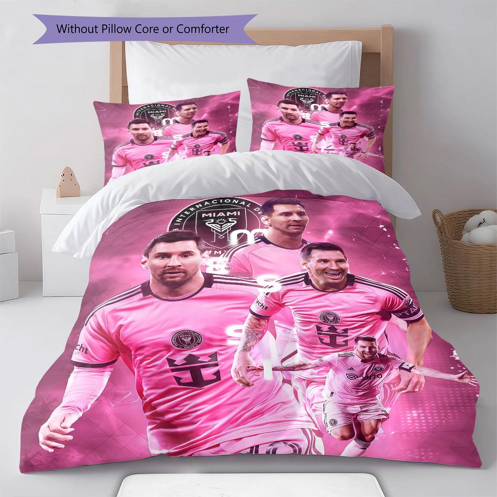 Lionel Messi Pattern Bedding,Quilt Set Quilt Cover Pillowcase Home Birthday Gift(1 * duvet cover + 2 * pillowcase, without core)
