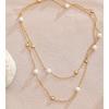 Eetit New Square Chain Stylish Stainless Steel Simulated Pearls Layered Stacking Necklace Women Fashion Charm Collar Jewelry