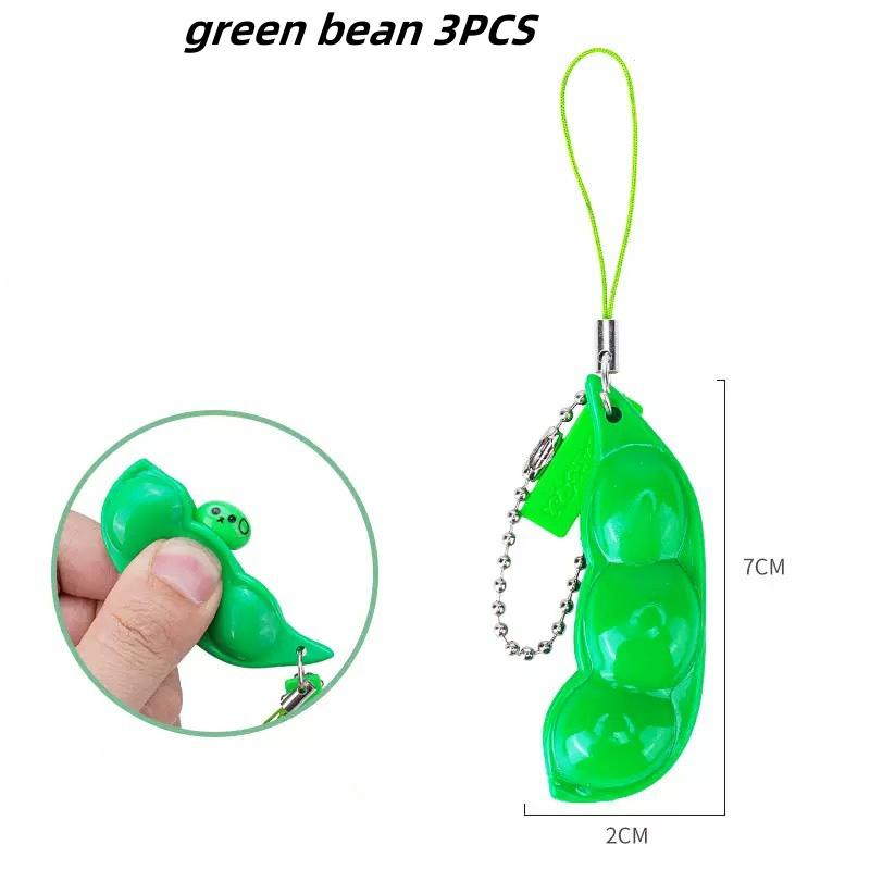 Fidget Toys Edamame Squishy Keychain Stress Relief Squeeze Peas Beans Cute Adult Toy Decompression Pack