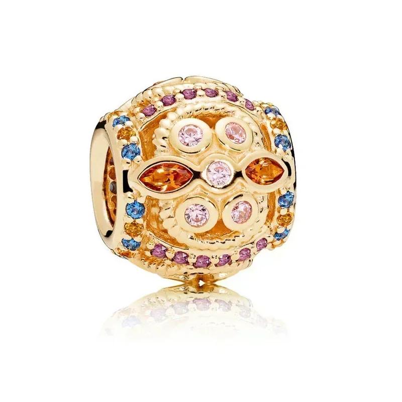 Роскошный золотой цвет серии S925, стерлинговое серебро, классический блестящий кулон «Древо жизни», подходит для оригинального браслета, подарок «сделай сам»