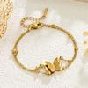 Punk Beads Chain Link Bracelet Female Gold Color Stainless Steel Animal Butterfly Charm Bracelets for Women Jewelry Gift 2025