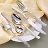 Western Food Tableware Stainless Steel Serrated Steak Knife Sharp Fork Tines Curved Spoon Dishwasher Safe Hammered Texture