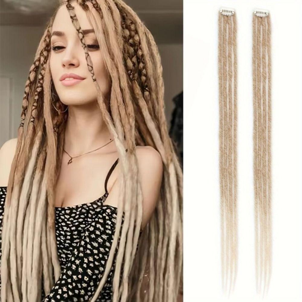 2Pcs 24 Inch Handmade Dreadlock Extensions Clip-in Hippie Dreads Hairpiece Suitable for All People