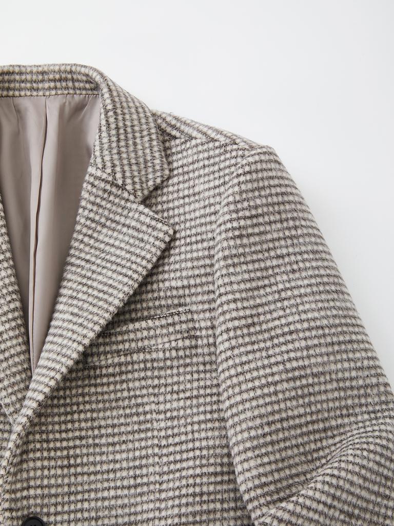 Ikalook Alpaca Grid Check Blazer Jacket Djk101
