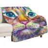 Colorful Tabby Cat Throw Blanket Year Round Soft Comfortable Blanket for Home