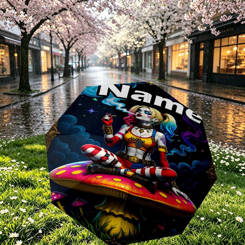 Custom Name Personalized Superhero Print Umbrella, Auto Open Close, 8‑Rib Sturdy Frame, Commute Camping Hiking Use, Birthday Gift