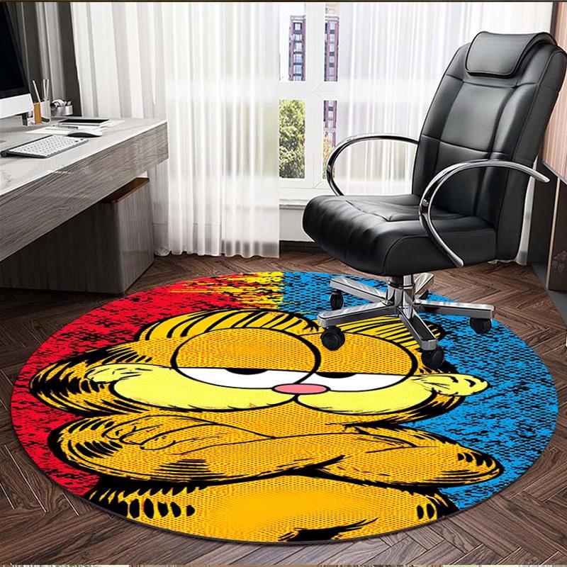 Garfield Print Round Rug, Washable Floor Carpet, For Entryway Dorm Laundry Room Office Study, Home Decor Birthday Christmas Gift