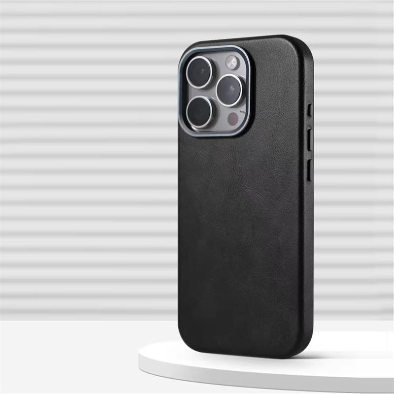 Luxury Business Leather Magnetic Phone Case For iPhone 13 14 15 16 17 18 Pro Max For MagSafe Wireless Charging Shockproof Cover