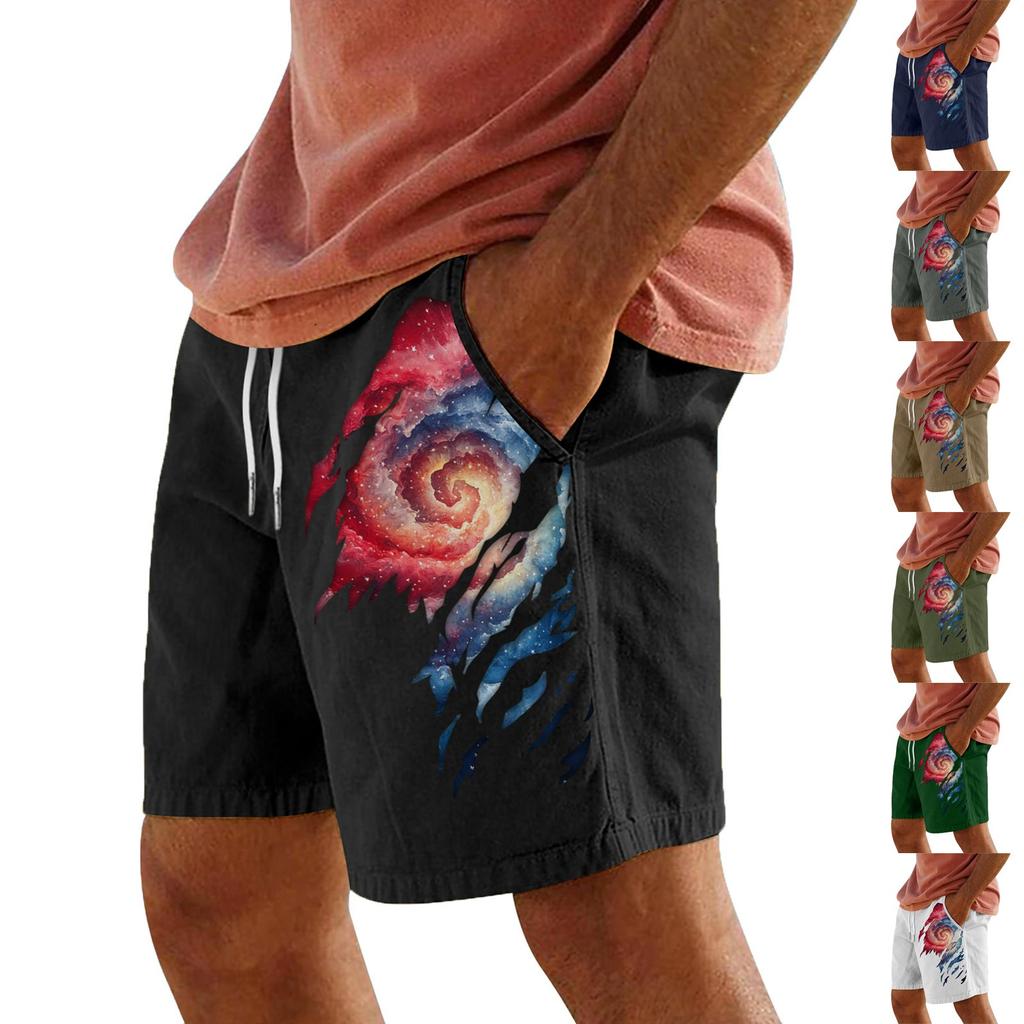 Мужские летние большие повседневные свободные спортивные брюки пляжные шорты