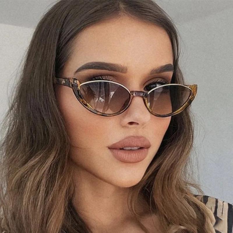 4pcs Pack Fashio Small Oval Sunglasses Women Cat Eye Half Frame Sun Glasses Outdoor Sports  Luxury Brand UV400 Shades Eyewear
