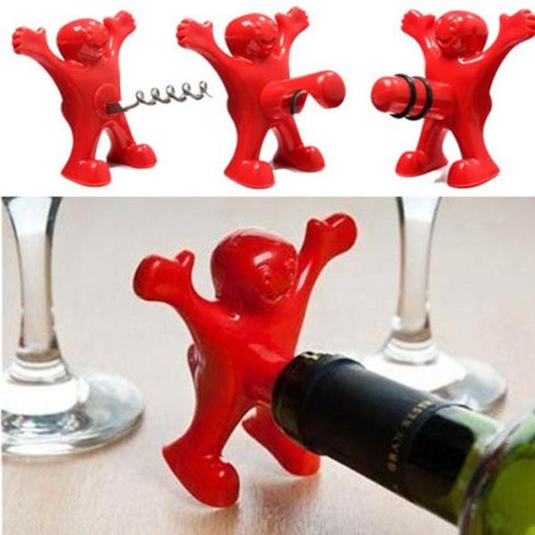 Кухня Бар Красный Веселый Счастливый Человек Вино Пиво Бутылка Газировки Новинка Открывалка Пробка