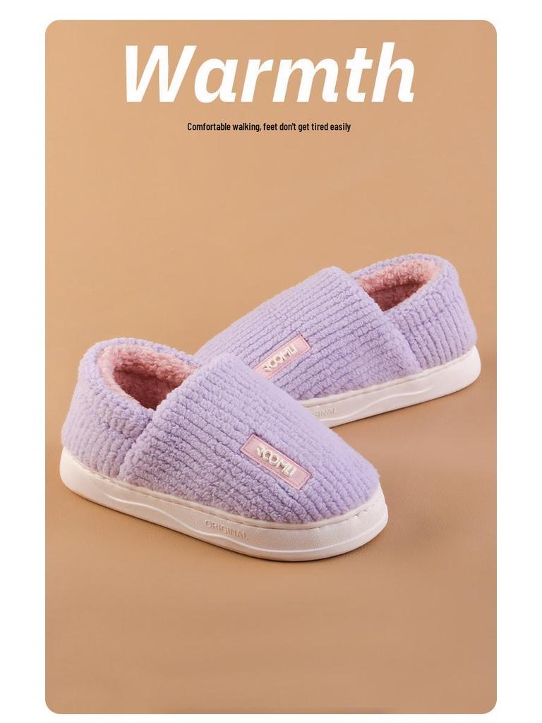 2025 New Non-slip Thick Sole Cotton Slippers for Men & Women - Warm Velvet, Indoor/Outdoor Comfort, Autumn/Winter