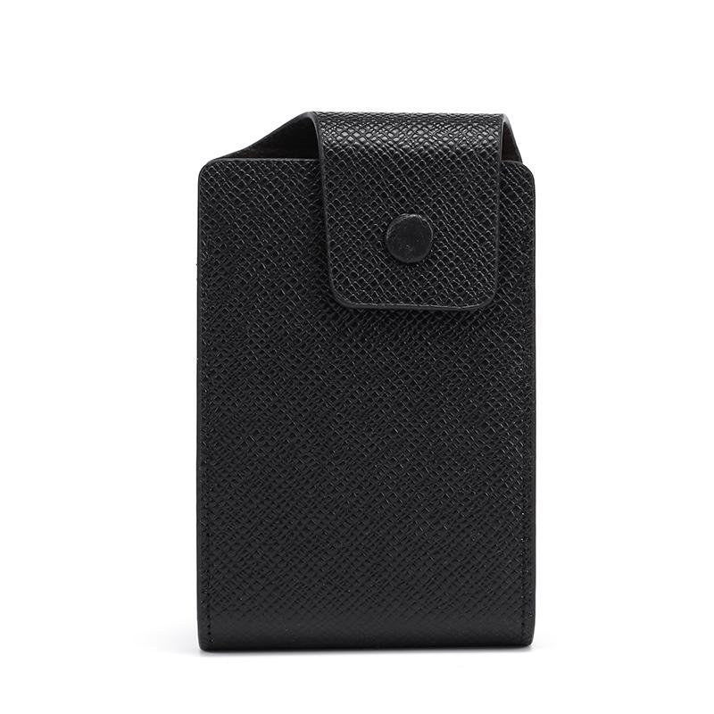 Визитница для мужчин Hasp Close Card Case Черная кожаная мини-визитница
