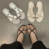 Female Metal Footwear Sandals Shoes 2025 Summer Fashion Shallow Women Sandals Casual Slip On Shoes Retro Trend Flip Flops