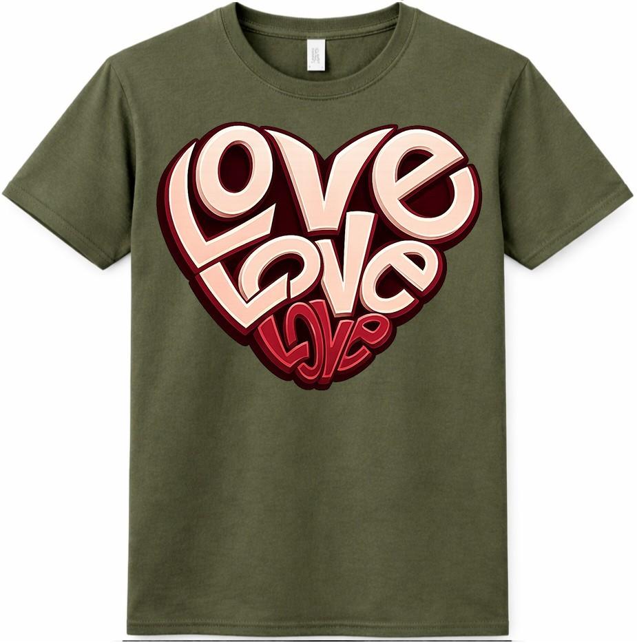 Love Heart T-Shirt Valentines Day Gift Funny Cute Girlfriend Boyfriend Tee