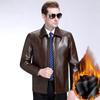Кожаный лацкан осенне-зимняя новая плюшевая кожаная куртка для папы среднего возраста, одинарная кожаная куртка из овчины