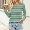 Женский плиссированный топ с длинными рукавами, поясом, полосатым принтом, круглым вырезом