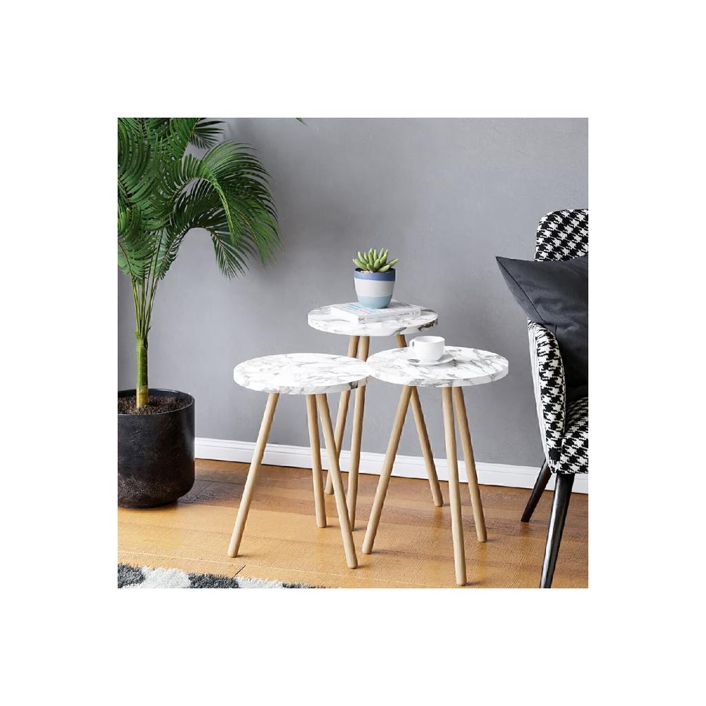 Стол раскладной с деревянными ножками Efes с мраморным рисунком