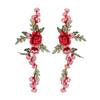 Exquisite Rose Flower Embroidered Patches Red Clothes Patches Clothing Applique  Sewing