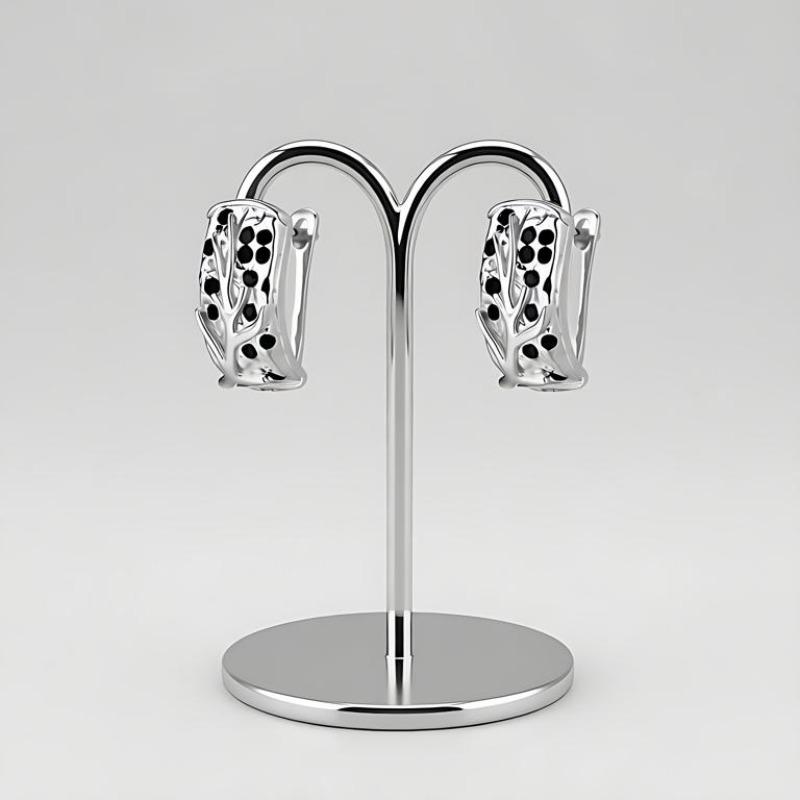 Black Awn Украшения Черные Украшения Черный Камень Серьги-кольца