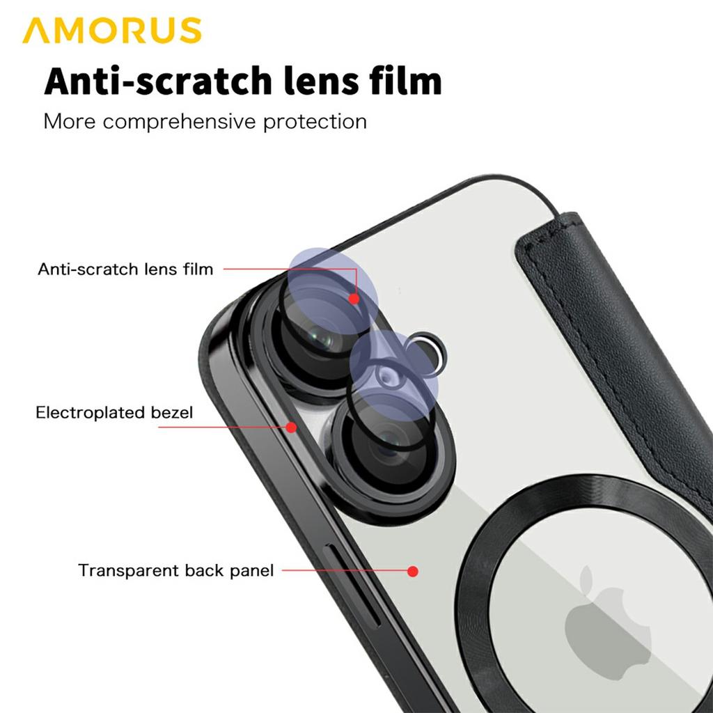 Чехол для iPhone 16 Plus, совместимый с MagSafe, с блокировкой RFID, держателем для карт, кожаный чехол для телефона