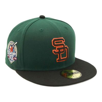 Кепка New Era 59FIFTY MLB San Diego Padres SD Темно-зеленая с боковым андервизором Эксклюзивно для и Gokyu Fifty 5950 Боковой патч Прямой плоский Идеально для лета