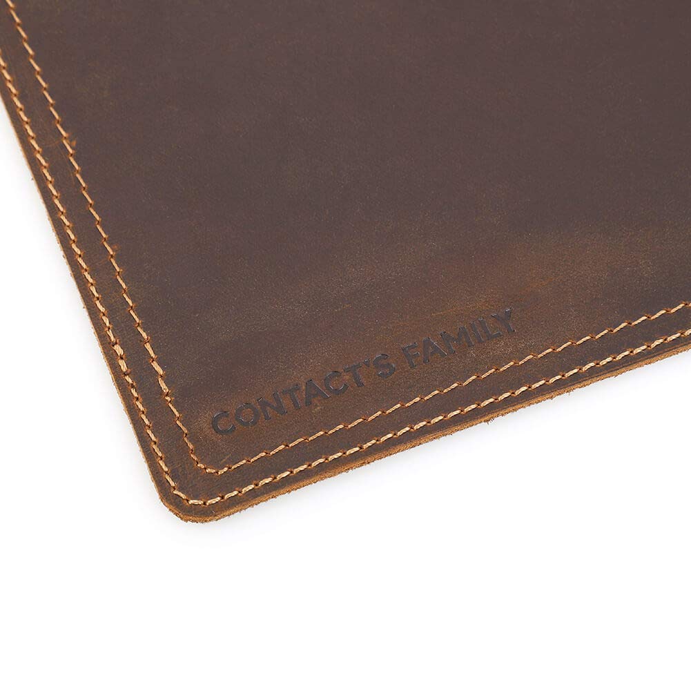 Семейный коврик для мыши genuine all Contact's, ручной работы, кожаный, оптический, светодиодный, лазерный, совместимый, толщиной 0,3 см, из коровьей кожи, нескользящий (кофе)