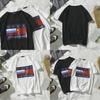 Russian Woman Man Flag Streetwear Fitness Short Sleeve Black White T Shirt