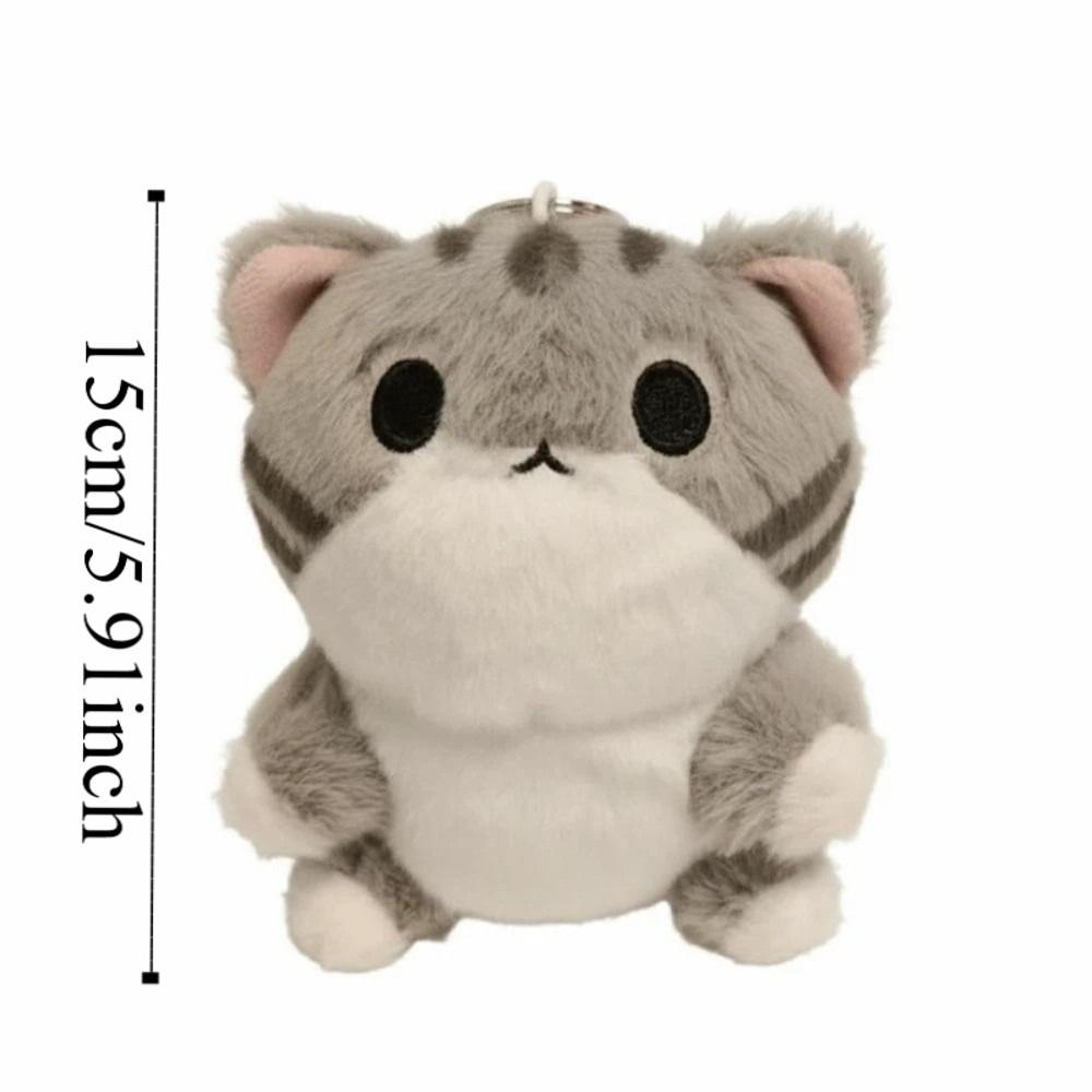 Soft Grey Cat Key Chain Cartoon Cute Pet Pendant Bag Charm Plush Doll Key Ring  Girls