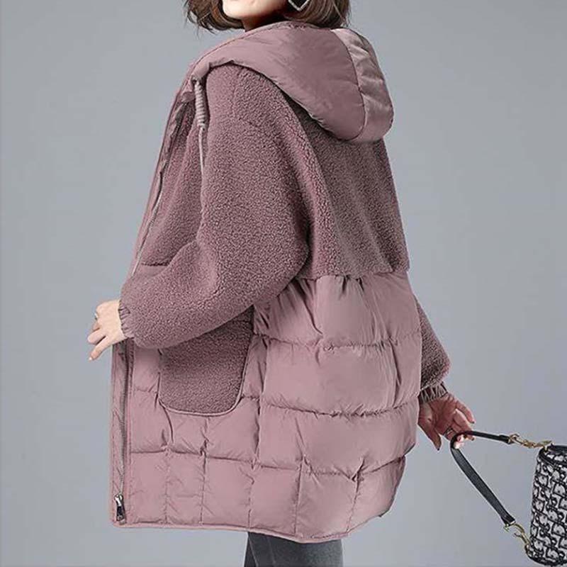 Зимняя женская мода свободная толстая теплая хлопковая куртка с капюшоном теплая парка средней длины из овечьей шерсти