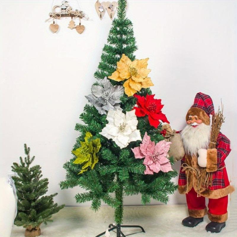 1 шт. блестящая рождественская цветочная головка из искусственного шелка, сделай сам, украшение на рождественскую елку на новый год