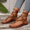 Women's Lightweight Summer Sandals - Black Cross-strap Flat Sandals, Comfortable and Casual Vacation Beach Shoes