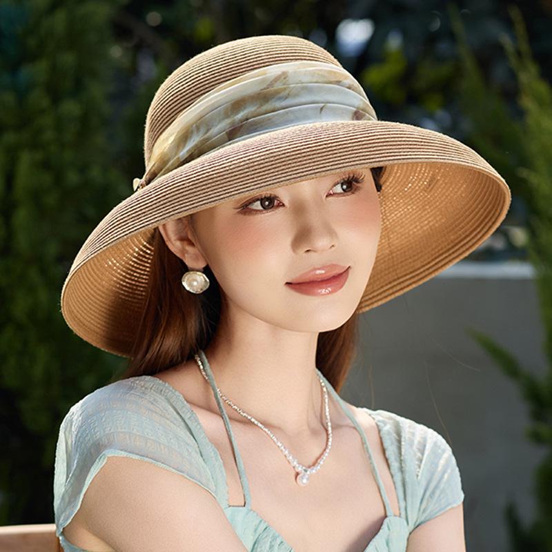 Летняя шляпа от солнца с широкими полями 2025: Дышащая соломенная шляпа-купол для путешествий, пляжа и защиты от солнца