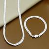 Fine 45-60cm 925 Sterling Silver 6MM Full Sideways Necklace Bracelet  Jewelry For Women Men Chain Sets Wedding Gift Engagement