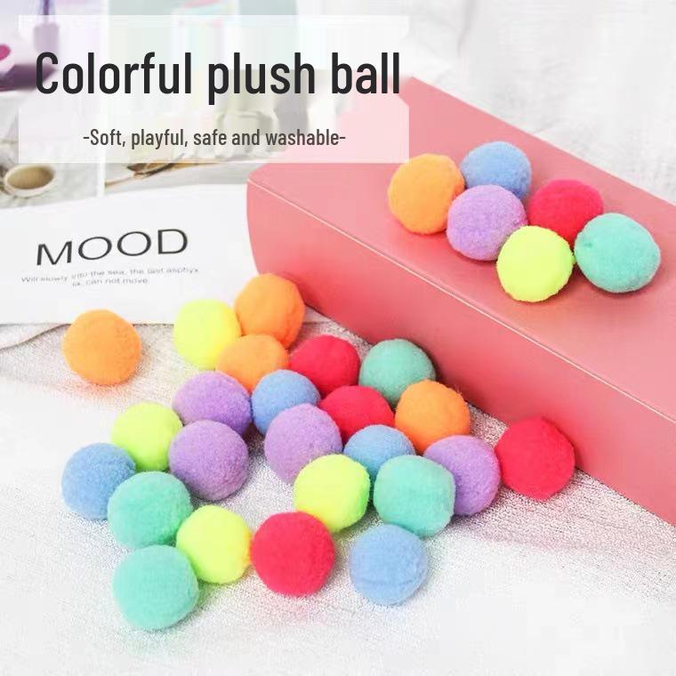 Cat Teasing Silent Plush Ball: Kitten Self-Entertainment, Colorful Scratch & Bite-Resistant Wool DIY Toy