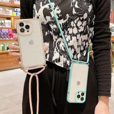 Гибридный прозрачный акриловый противоударный чехол 3 в 1 для iPhone 13 12 11 Pro Max X XR XS 8 7 Plus, ожерелье через плечо, ремешок, чехол для телефона, чехол