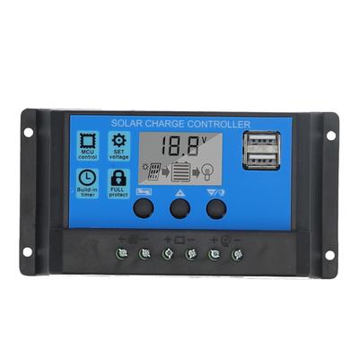 10A 12V 24V 2-сторонний МОП-контроллер солнечной зарядки Контроллер солнечной панели ШИМ 3-ступенчатый регулятор батареи