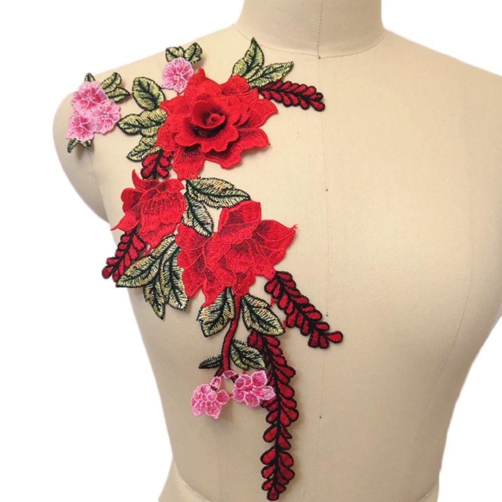 Сделай сам одежда Cheongsam роза пион цветок отделка одежда аксессуары нашивка вышивка аппликация