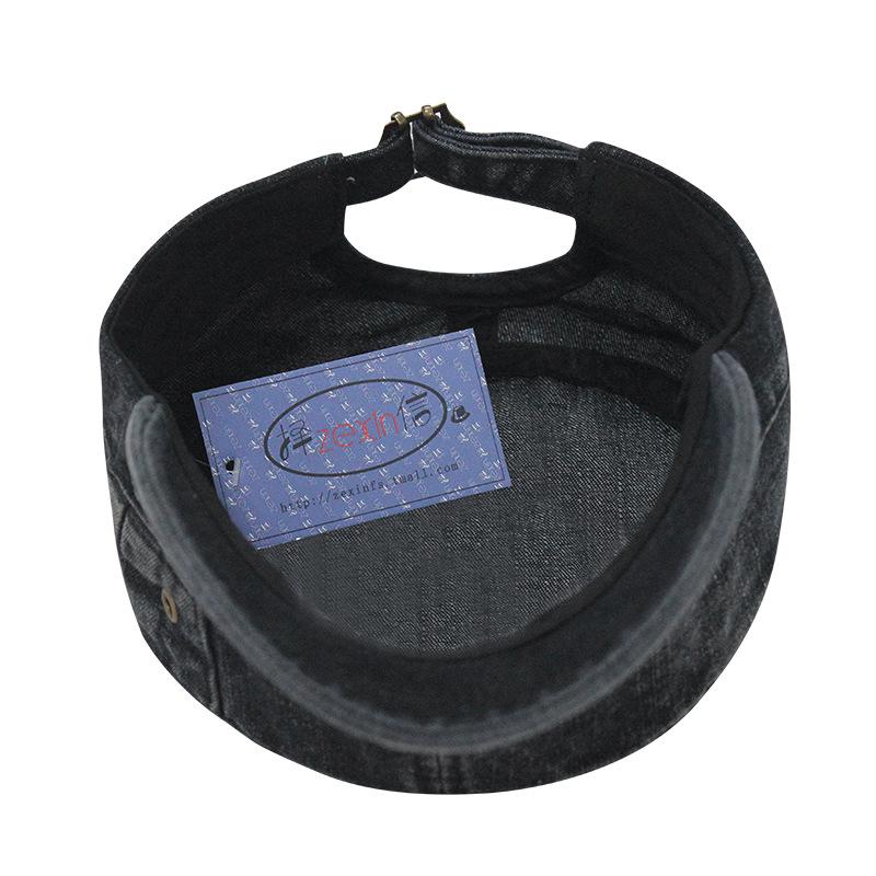 Унисекс Кепка в военном стиле из выстиранного денима в корейском стиле - Дышащая уличная солнцезащитная кепка-утка