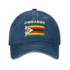 Summer Zimbabwe Flag National Baseball Cap Sun SunProof Custom Logo Washed Trucker Hat FeUnisex Unisex Cool Hippie Snapback Cap
