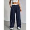 High-Waisted Wide-Leg Striped Trousers Women Office Chic Straight Cut Pants With Pockets Lightweight Stretch Fit