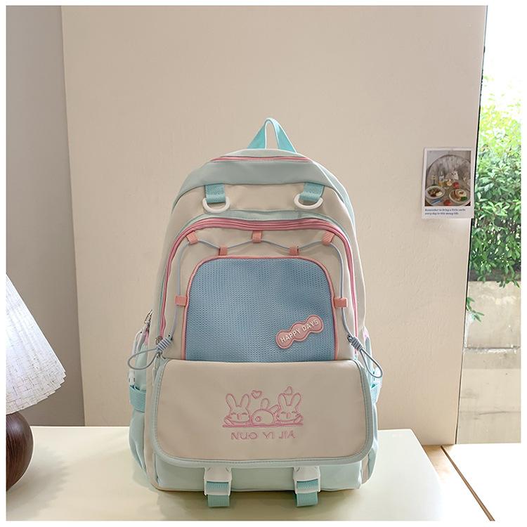 Schoolbag college style cute small fresh contrasting color schoolbag female junior high school girl high school student backpack travel lightweight