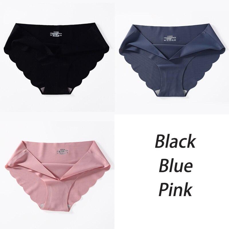 3PCS/Set Seamless Silk Women's Panties Briefs Women Underwear Female Underpants Comfortable Silk Panty Sexy Woman Lingerie M-XL