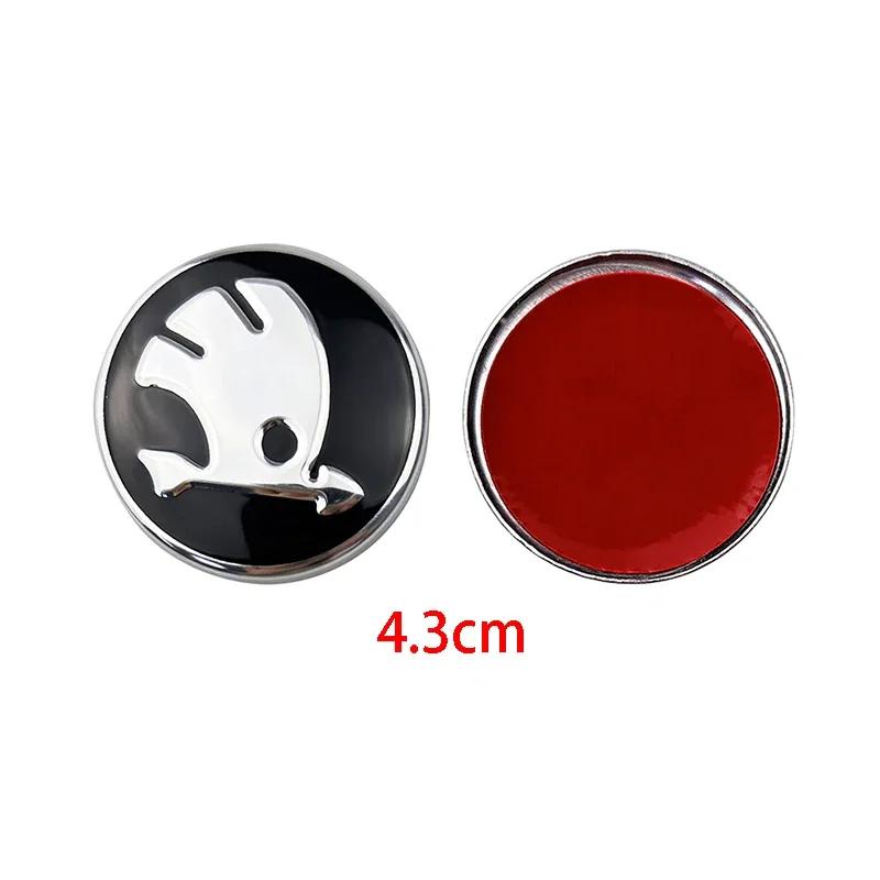 XOWS7 Aluminum Alloy 43mm Car Steering Wheel Emblem for Skoda Fabia Karoq Kodiaq Yeti Rapid Spaceback Octavia A5 RS Superb Stickers