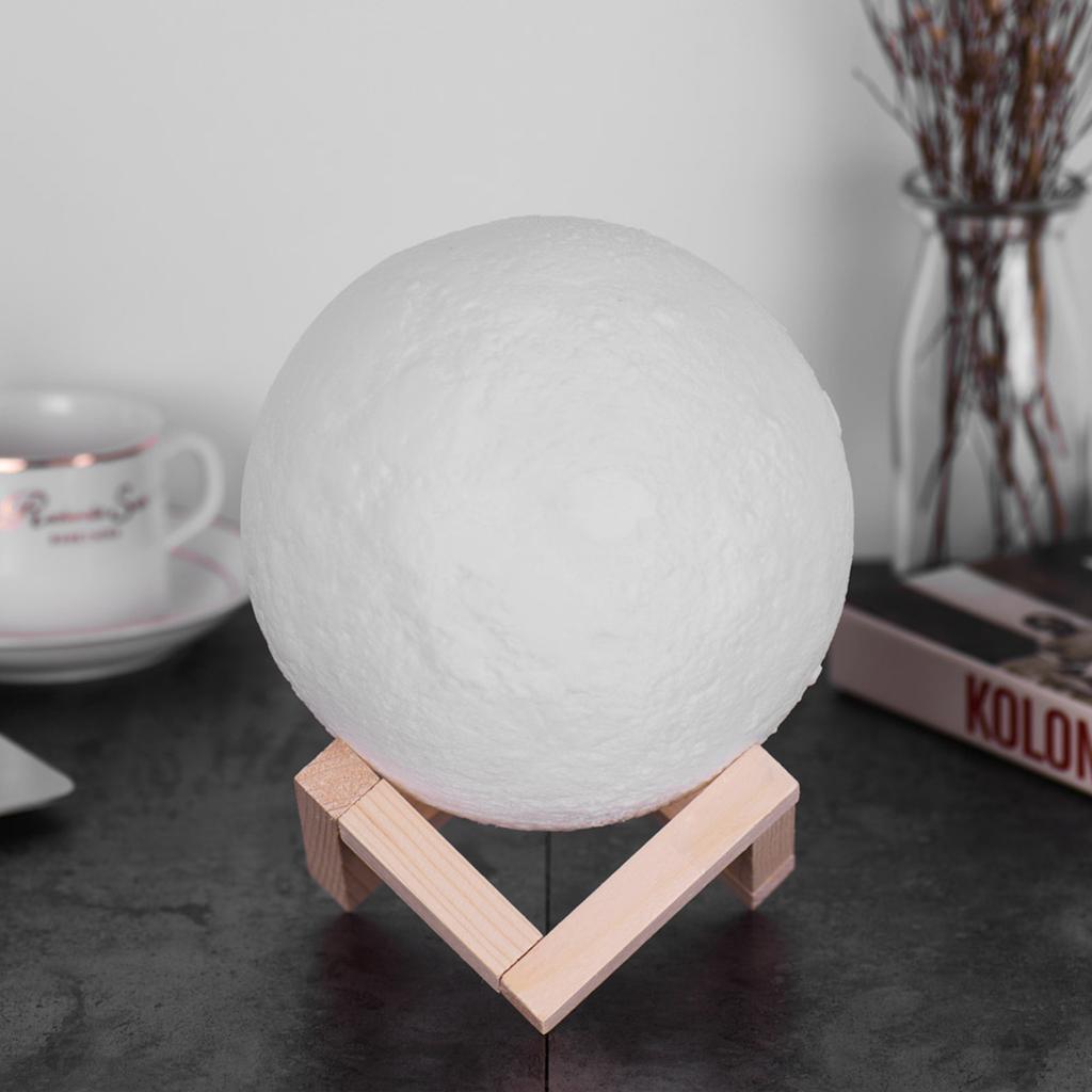 Moon Lamp 3D Print LED Night Light 16 Glowing Colors with Stand Remote Control Touch Control USB