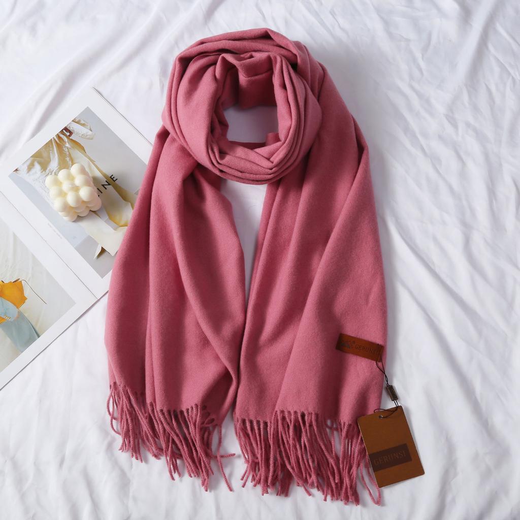 Cashmere Hand Feel Autumn And Winter Solid Color Scarf Women'S Thick Tassel Simple And Versatile Soft And Warm Imitation Cashmere Shawl